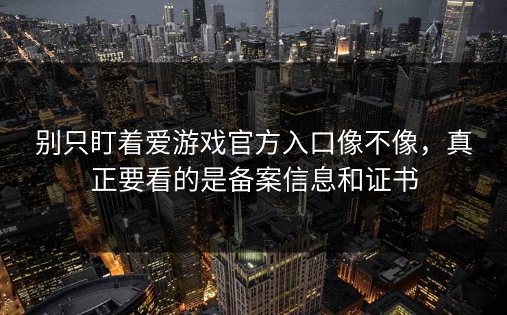 别只盯着爱游戏官方入口像不像，真正要看的是备案信息和证书