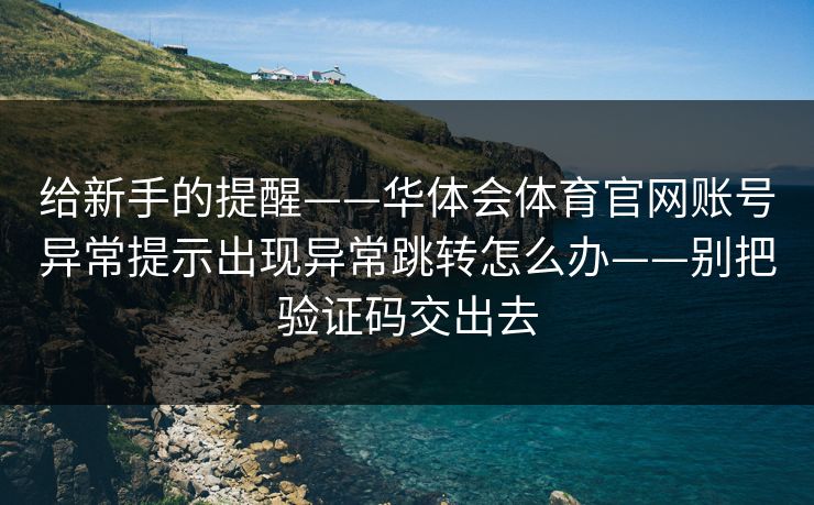 给新手的提醒——华体会体育官网账号异常提示出现异常跳转怎么办——别把验证码交出去