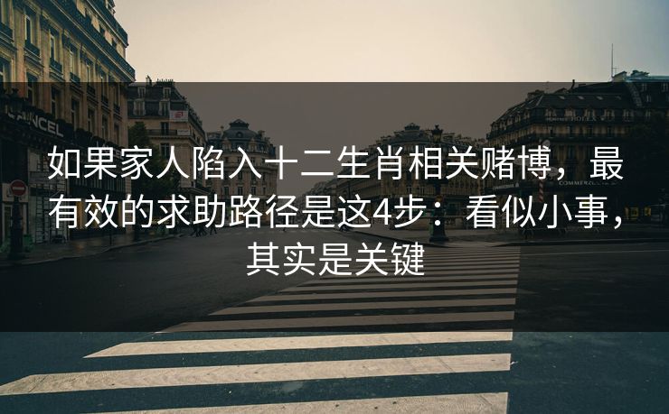 如果家人陷入十二生肖相关赌博,最有效的求助路径是这4步:看似小事,其实是关键 如果家人陷入十二生肖相关赌博,最有效的求助路径是这4步:看似小事,其实是关键